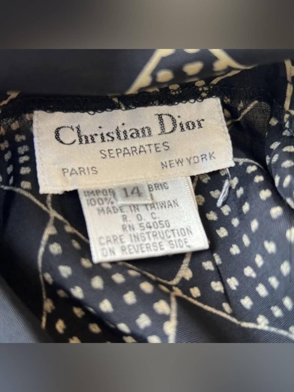 Dior Navy and White Geometric A-Line Skirt - Picture 3 of 8